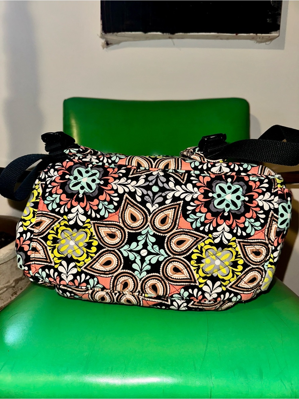 Vera Bradley Black Sierra Pattern Quilted Backpack - Picture 5 of 6